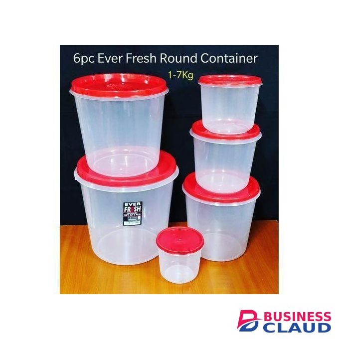 6pcs Set of storage containers Ever Fresh Round Container 1-7kgs for Cereals, Food Storage Jar