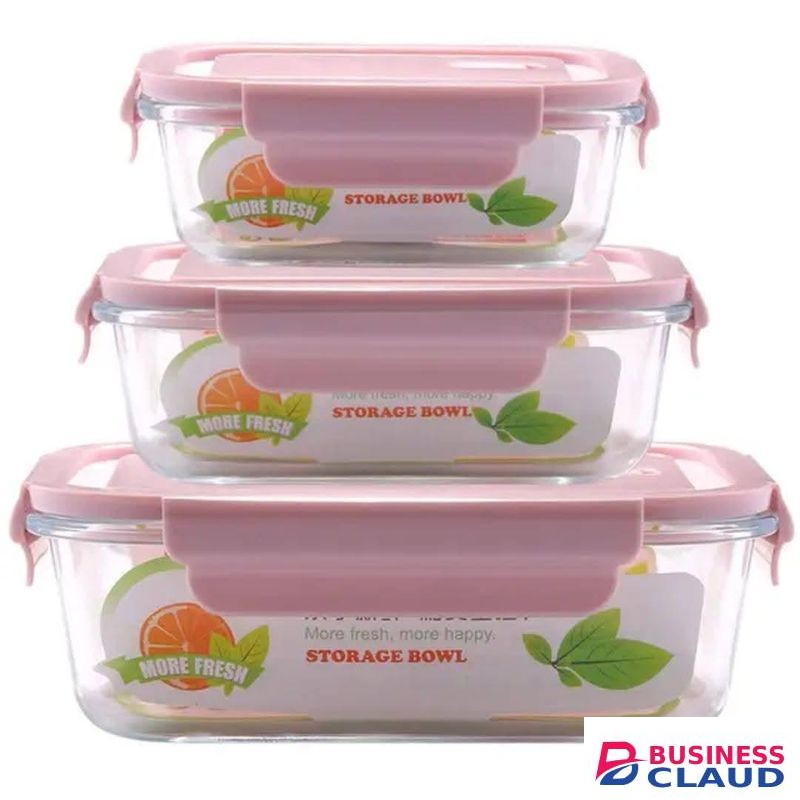 Airtight Glass Storage Containers With Silicone Lid Per Set Of 3 Pcs Capacity 1040 Mls 700 Mls 410 Mls