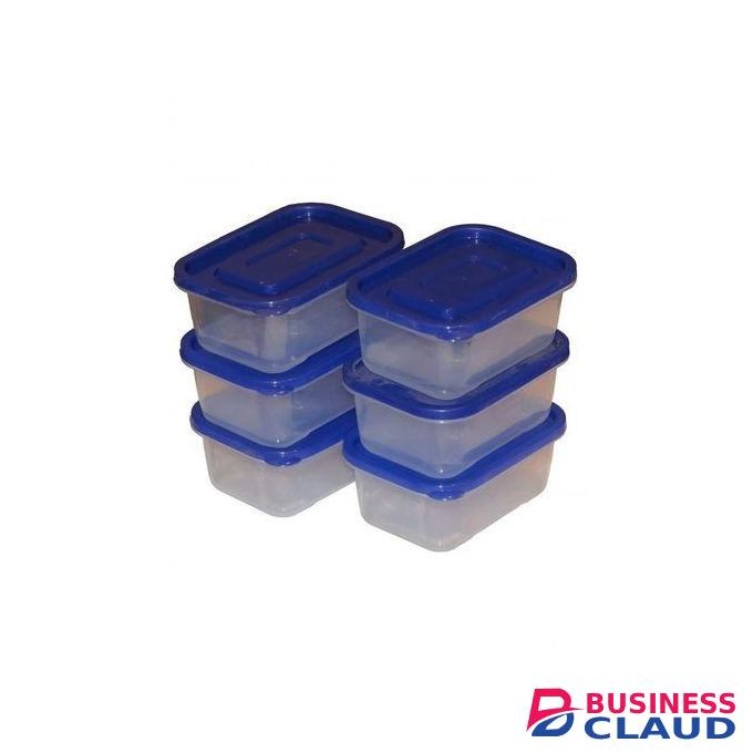 Set of 6 Clear Plastic Food Storage Containers 400ml - Multicolored