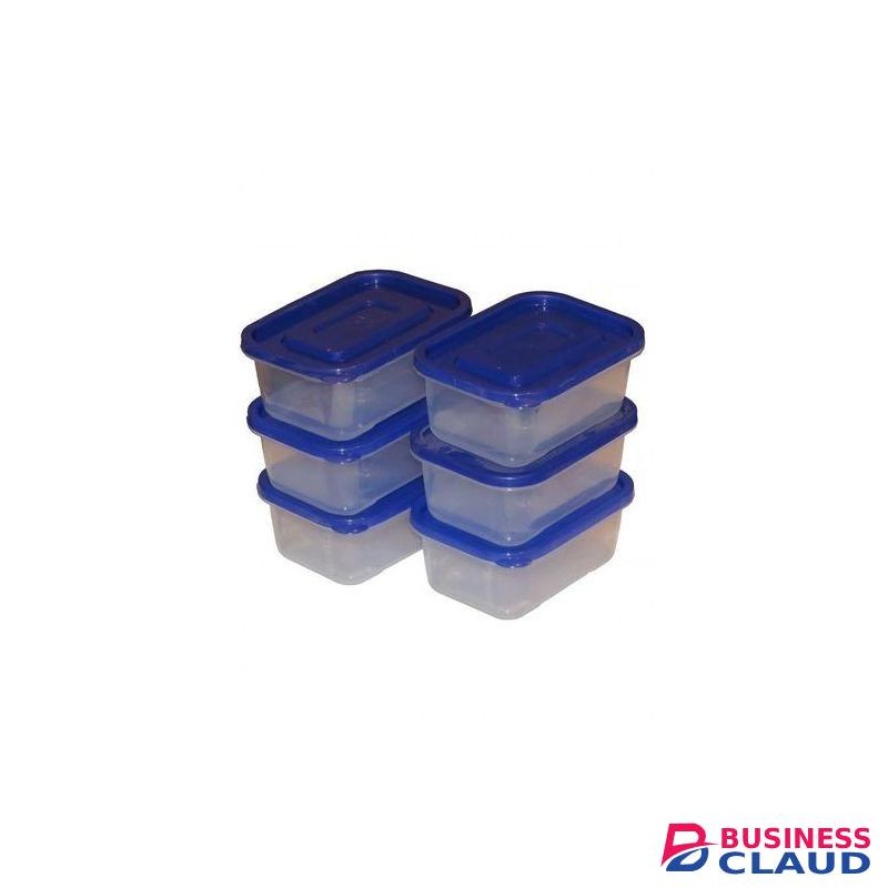 Set of 6 Clear Plastic Food Storage Containers 400ml - Multicolored