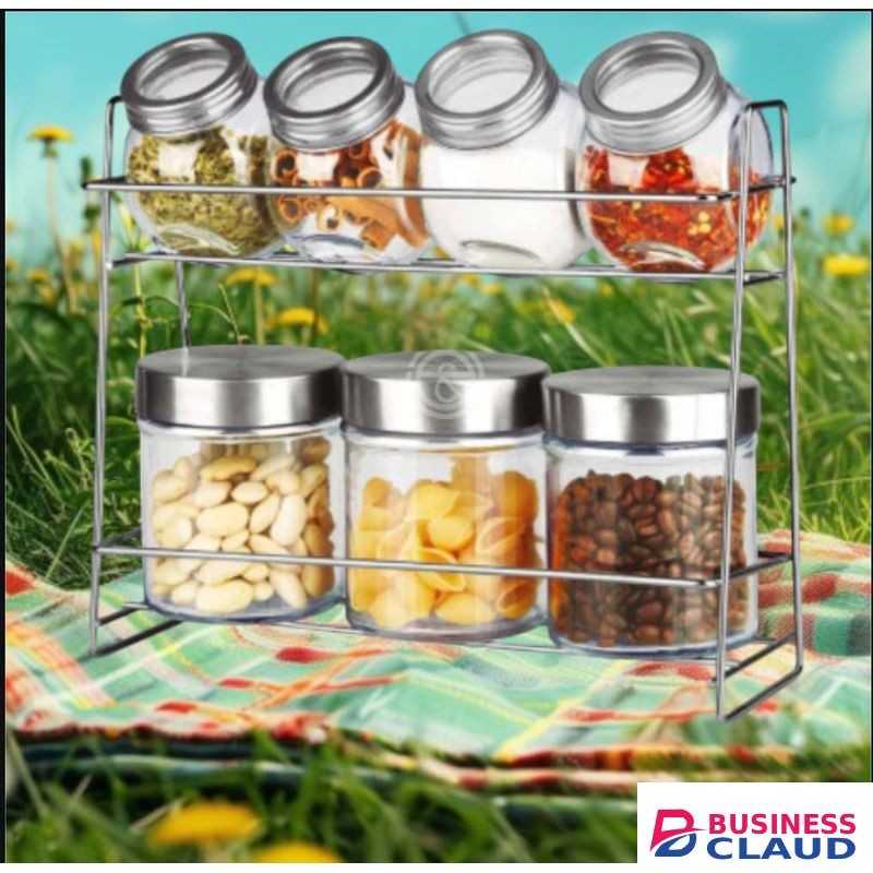 Set of 7 glass jars