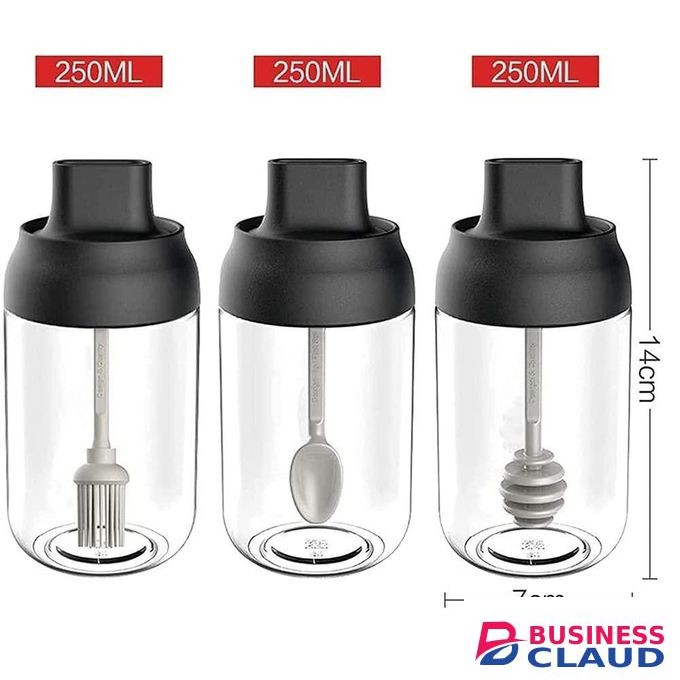 250ml Glass Oil Jar with Dipper Dispenser