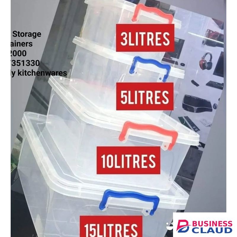 Set Of 4 Clear Plastic Storage Box Containers