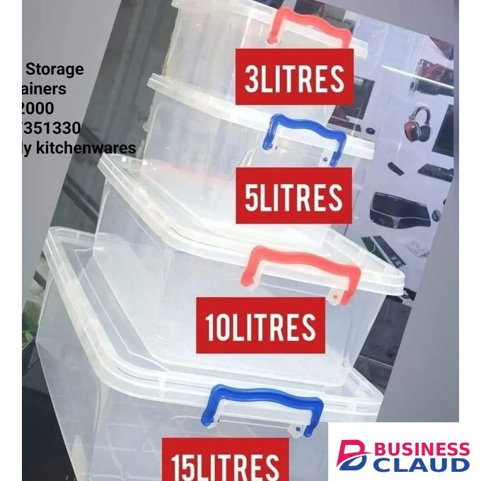 Set Of 4 Clear Plastic Storage Box Containers