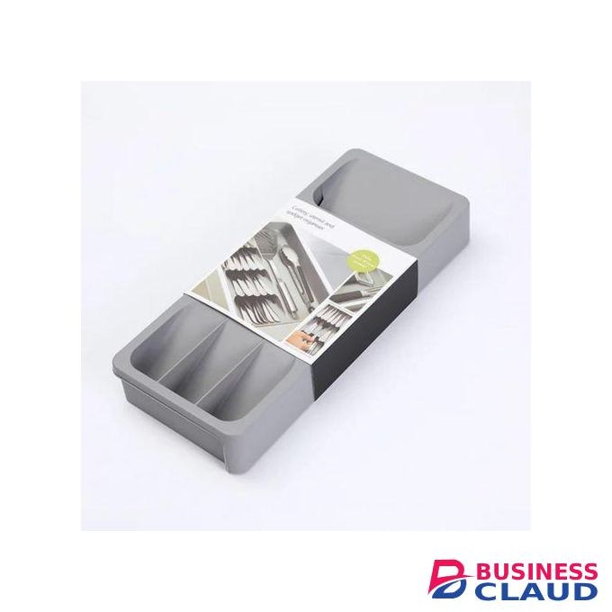 Share this product Expandable Drawer Cutlery Organizer with Angled Design - Space-Saving Kitchen Drawer Utensil Storage Tray Made from Food Grade Plastic