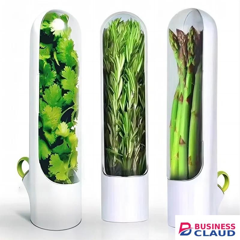 Herb Saver for Refrigerator, Herb Saver Pod Cilantro Containers for Refrigerator, Fresh Herb Keeper for Cilantro, Parsley, Asparagus, Mint, Keeps Vegetables for 2-3 Weeks
