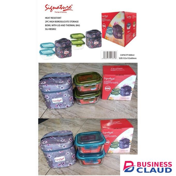 Signature Borosilicate Glass Lunch Boxes With Thermal Bag(2pcs)