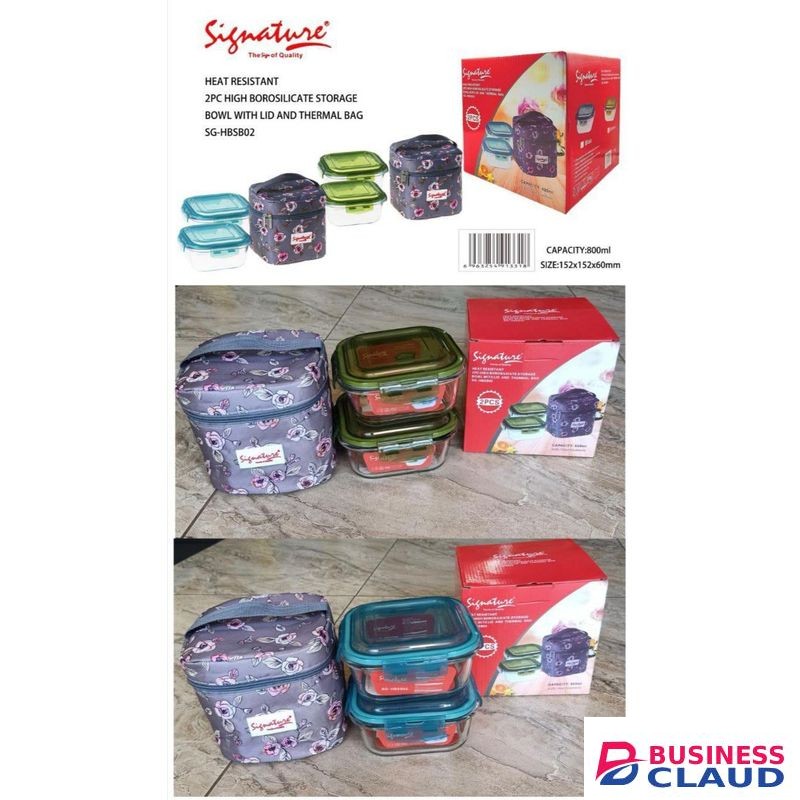 Signature Borosilicate Glass Lunch Boxes With Thermal Bag(2pcs)