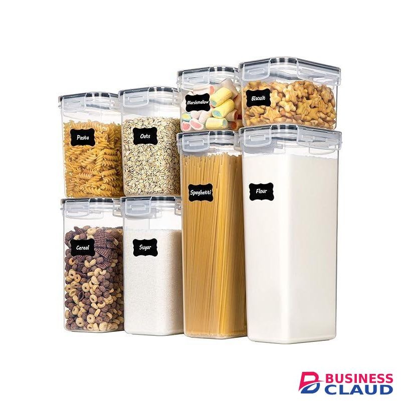 Airtight Food Storage Containers with Lids, 8 PCS Plastic Storage Canisters for Kitchen & Pantry Organization,Dry Food Canisters for Flour, Sugar and Cereal