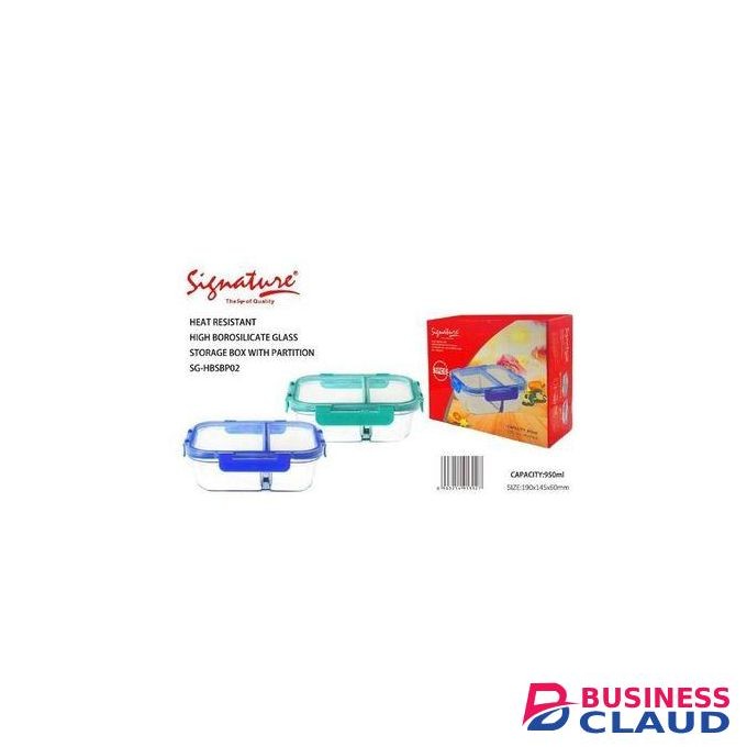 Signature High Borosilicate Glass Storage Box with Partition