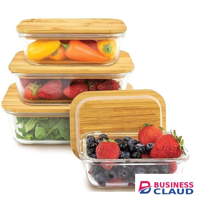 Bamboo High quality 4in1 Lock fresh 4pc heavy glass food storage containers with air tight lids