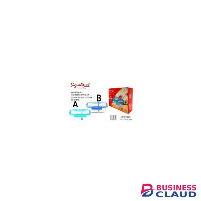 Signature Heat Resistant Glass Partition Lunch Box With Lid