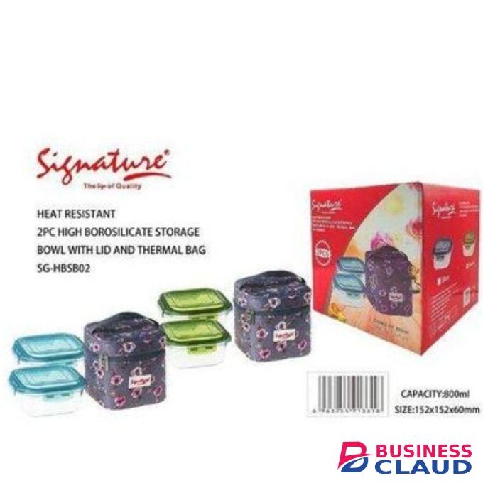 Signature 2PCs Glass Lunch Box with Thermal Bag