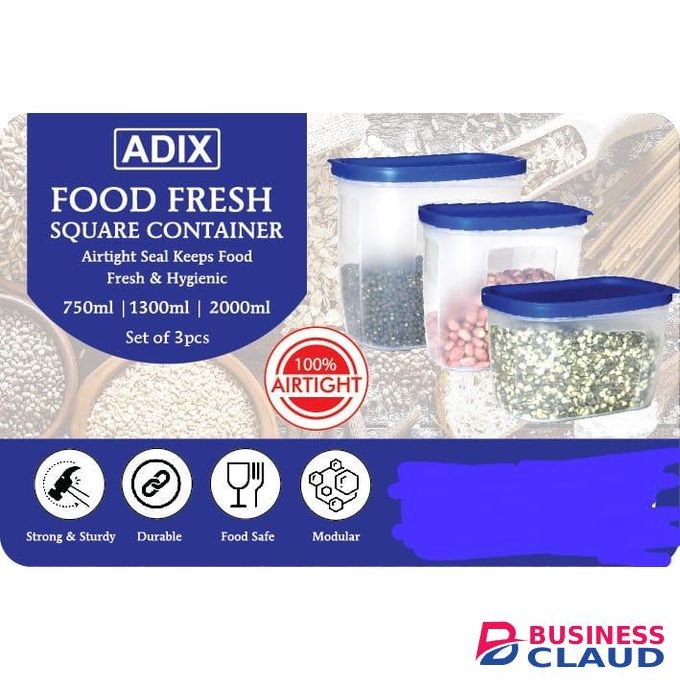 Adix 3pcs Plastic Cereal/ Fridge Containers
