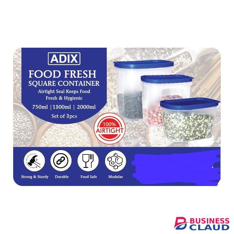 Adix 3pcs Plastic Cereal/ Fridge Containers