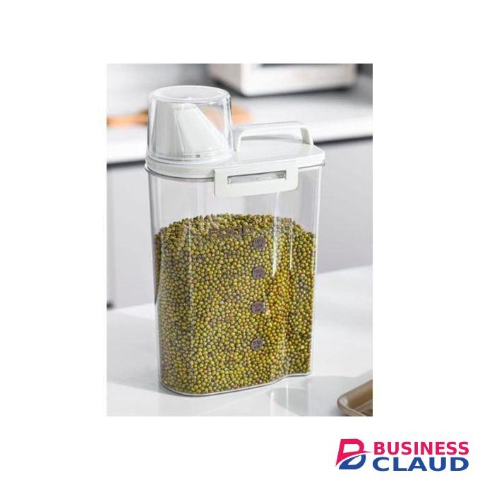 Airtight 1800ML Food Storage Container With Measuring Cup-Clear Plastic, BPA-free