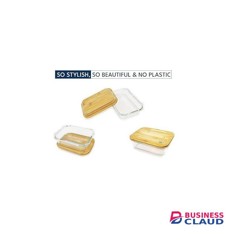 1000ml GLASS FOOD STORAGE CONTAINER WITH BAMBOO LID