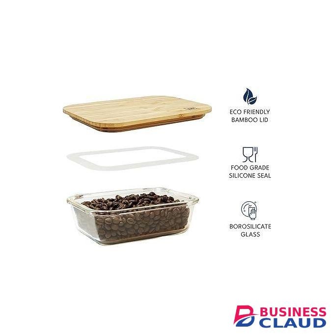 1000ml GLASS FOOD STORAGE CONTAINER WITH BAMBOO LID