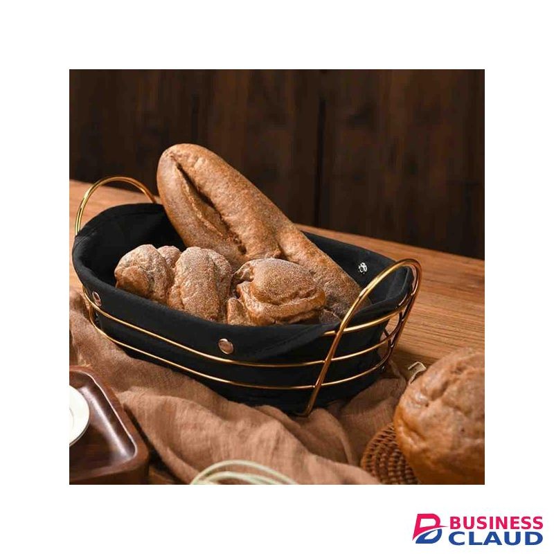 Modern Gold Frame Black Cloth / Silver Frame White Cloth Bread Storage Basket – Elegant Dual-Shape Countertop Organizer for Kitchen and Dining Use – 39x19x11.5cm & 28x20x11cm Options