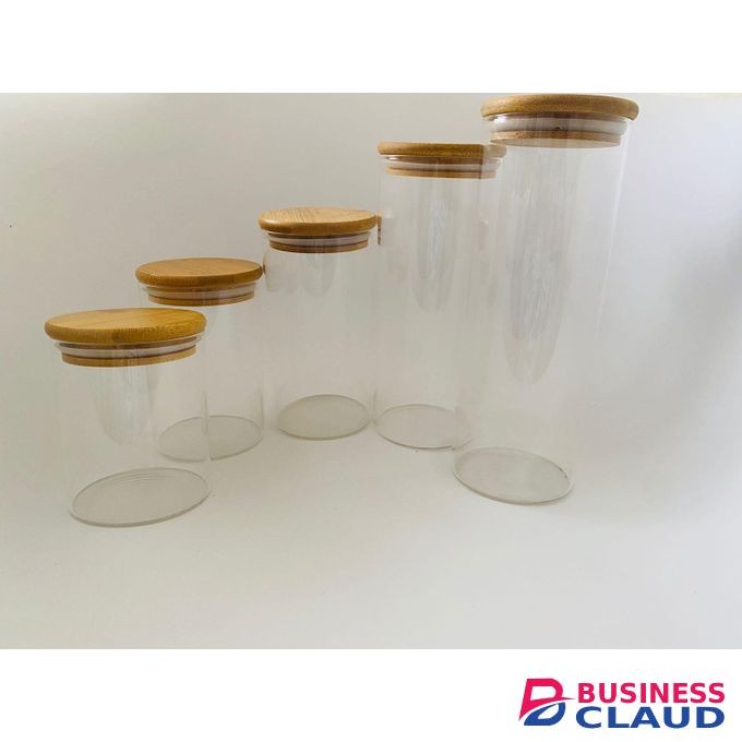 BAMBOO LID KITCHEN GLASS STORAGE CONTAINERS WITH 300ML CAPACITY