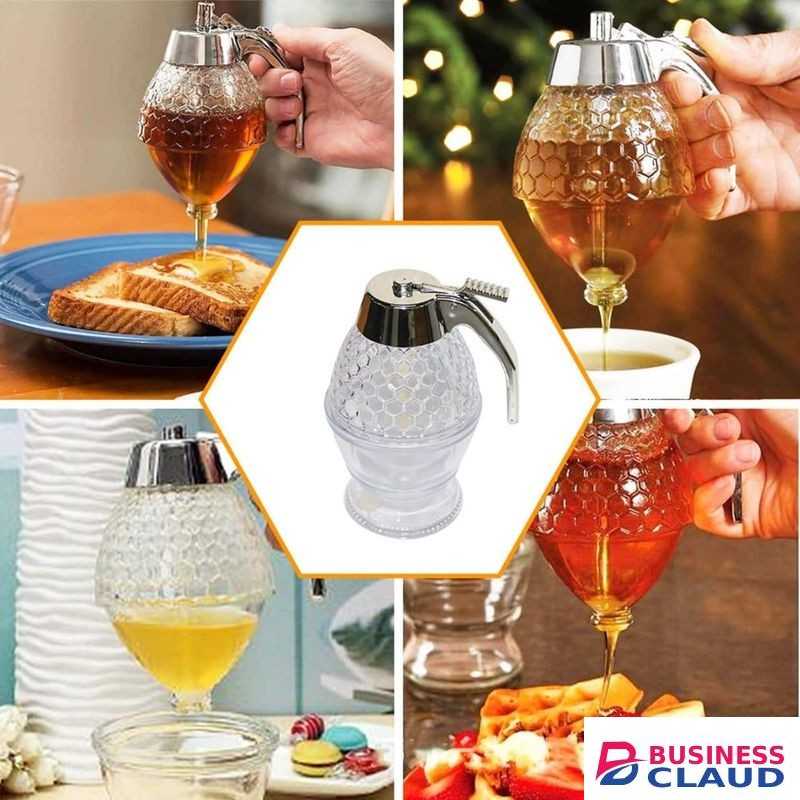 Comb Acrylic Clear glass jar honey dispenser