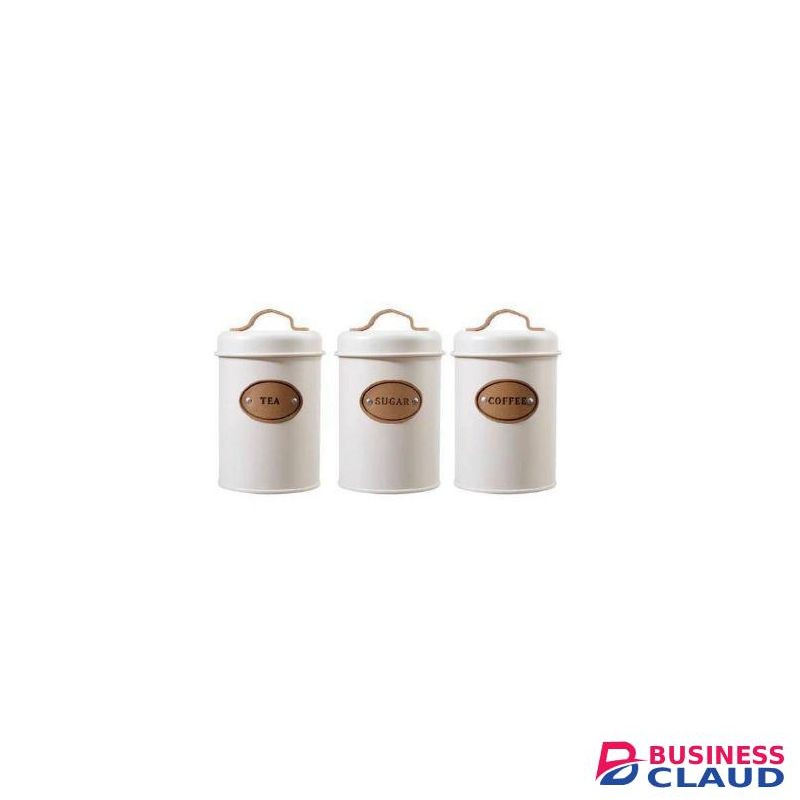 Airtight Kitchen Canister Set for Storage – 3 Piece Food Containers with Lids for Sugar, Coffee, Tea and Flour – Modern Countertop Organization Jars for Home or Office Use