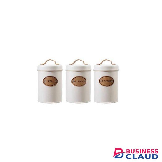 Airtight Kitchen Canister Set for Storage – 3 Piece Food Containers with Lids for Sugar, Coffee, Tea and Flour – Modern Countertop Organization Jars for Home or Office Use