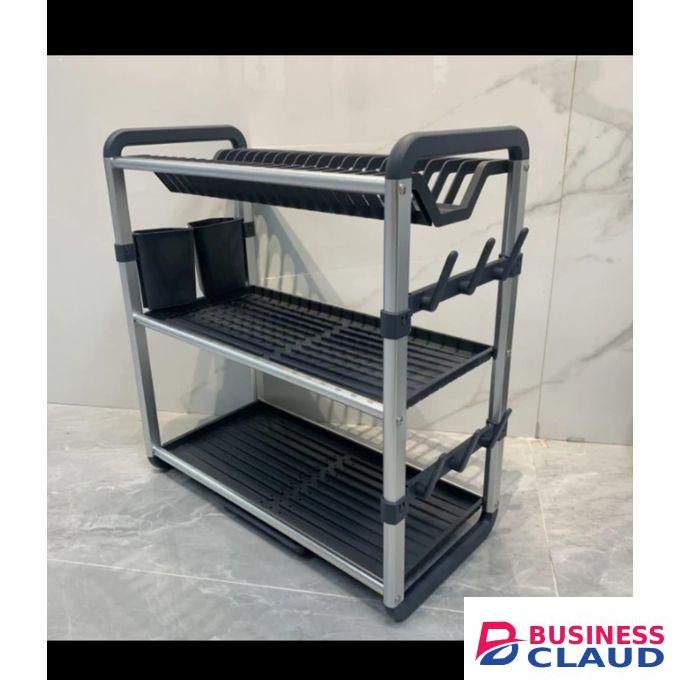 Aluminum 3-Tier Kitchen Dish Rack - Rust Proof