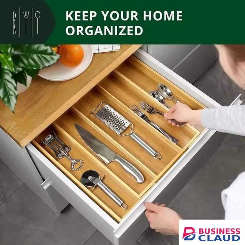 Bamboo Expandable cutlery drawer organizer