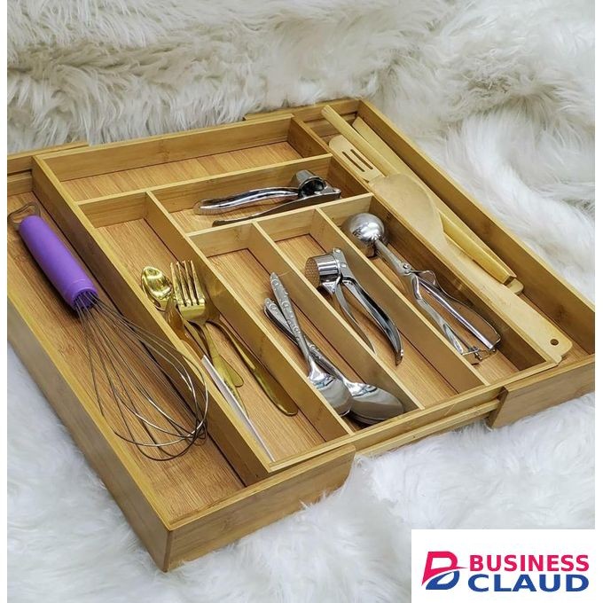 Wood Bamboo Expandable cutlery drawer organizer