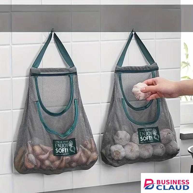 Breathable Mesh Storage Bag for Fruits and Vegetables - Multifunctional Kitchen Organizer with Hanging Straps, Transparent Design for Easy Visibility, Ideal for Home Essentials, Kitchen Organizers And Storage