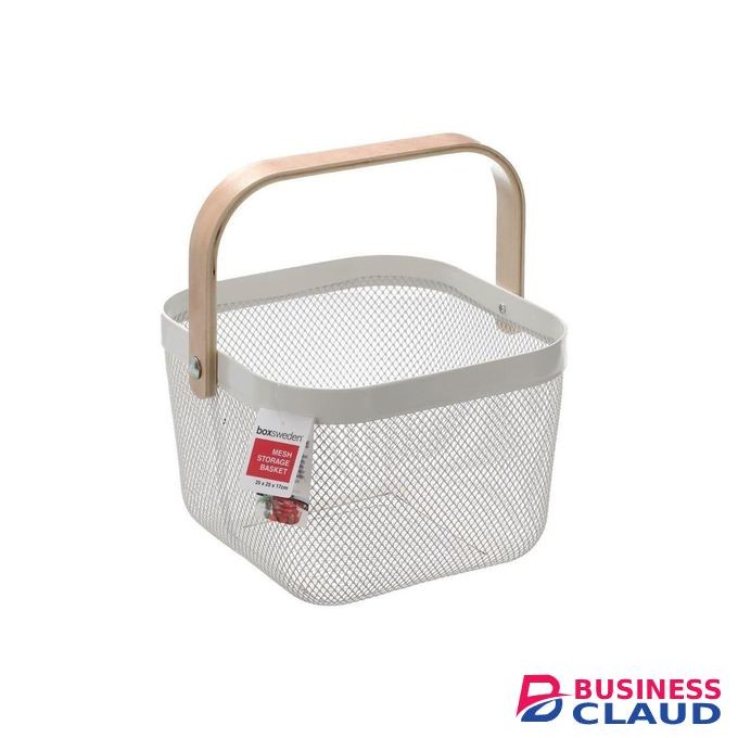 High quality ROUND & SQUARE PANTRY mesh wire fruit basket with wooden handle.Black, Grey, Cream