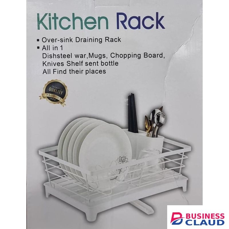 All-in-One Over Sink Dish Drying Rack - Expandable Stainless Steel Kitchen Organizer With Utensil Holder, Plate & Bowl Rack - Space Saving Countertop Drainer