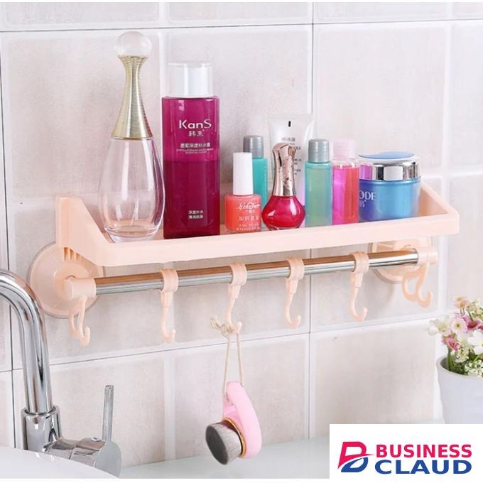 Shelves & Hook Suction Bathroom Hanger Space-Saving Punch-free Multifunctional Wall-mounted Storage Rack (Bathroom, Kitchen, Living Room)