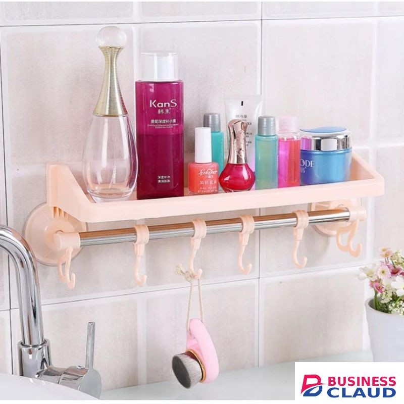 Shelves & Hook Suction Bathroom Hanger Space-Saving Punch-free Multifunctional Wall-mounted Storage Rack (Bathroom, Kitchen, Living Room)