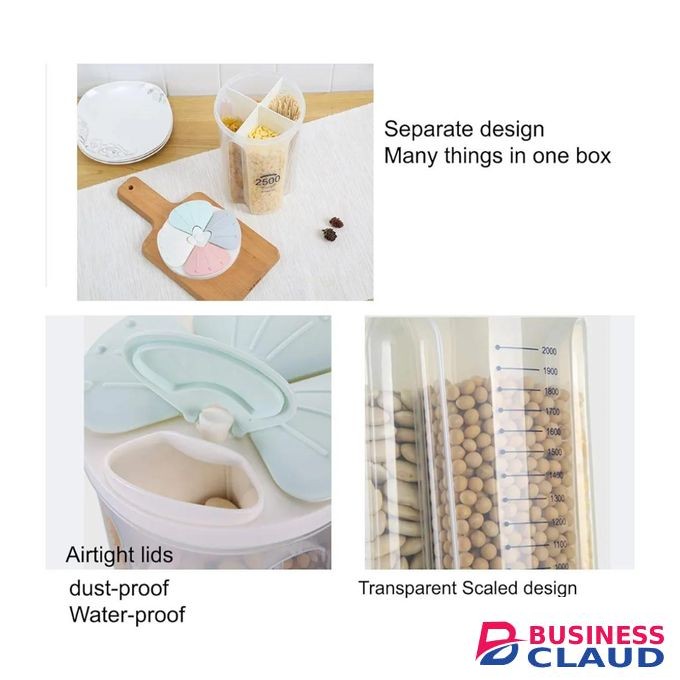4 Grid Food Storage Container / Cereals Storage Jar