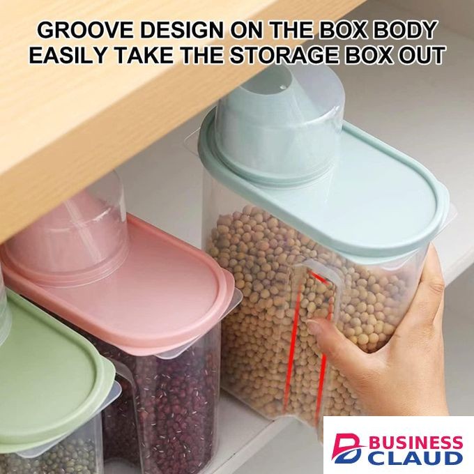 Multipurpose Airtight Food Storage Container with Measuring Cup Top - Cereal, Rice, Flour, Grains Organizer