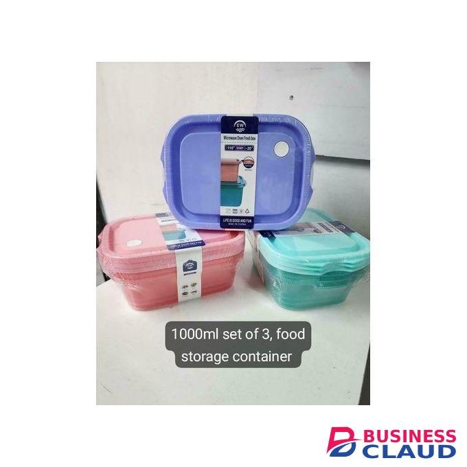 Set Of 3 Food Grade Plastic Food Container