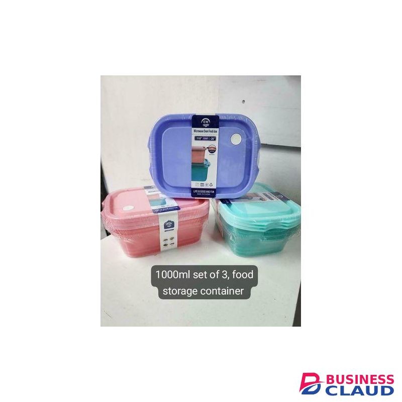 Set Of 3 Food Grade Plastic Food Container