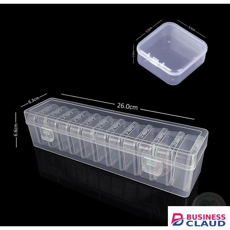 12 Grid Transparent Jewellery Organizer Box – Durable Plastic Storage Container for Earrings, Rings & Small Items