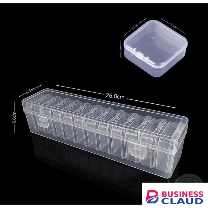 12 Grid Transparent Jewellery Organizer Box – Durable Plastic Storage Container for Earrings, Rings & Small Items