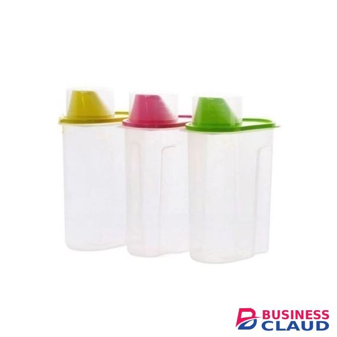 Set Of 3- 1.9L Kitchen Organizer Storage Cereals Container