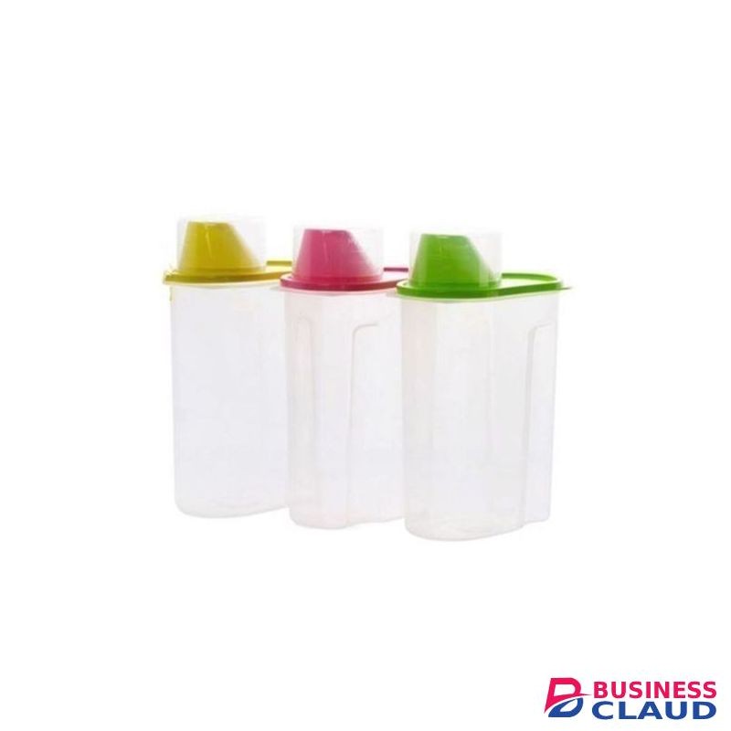Set Of 3- 1.9L Kitchen Organizer Storage Cereals Container