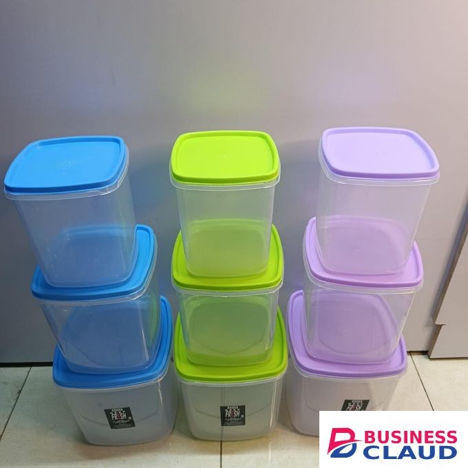 Adix Plastic Clear Keep Fresh Square Food Storage Containers 4L 7L 11L Set of 3