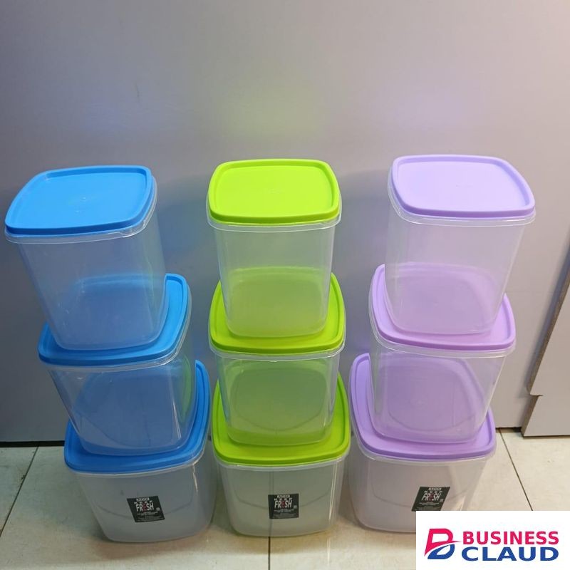 Adix Plastic Clear Keep Fresh Square Food Storage Containers 4L 7L 11L Set of 3
