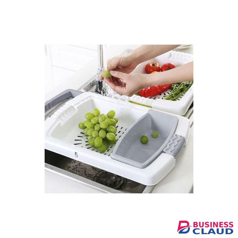 3 In 1 Plastic Cutting Chopping Board With Storage Basket Sink Strainer