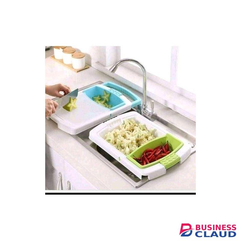 3 In 1 Plastic Cutting Chopping Board With Storage Basket Sink Strainer