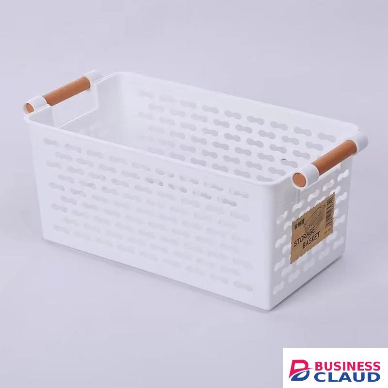 Premium Small Plastic Storage Basket - Multi-Purpose Desktop Organizer Bin - Portable Hollow Mesh Storage Crate for Kitchen, Bathroom, Office, and Vanity Organization