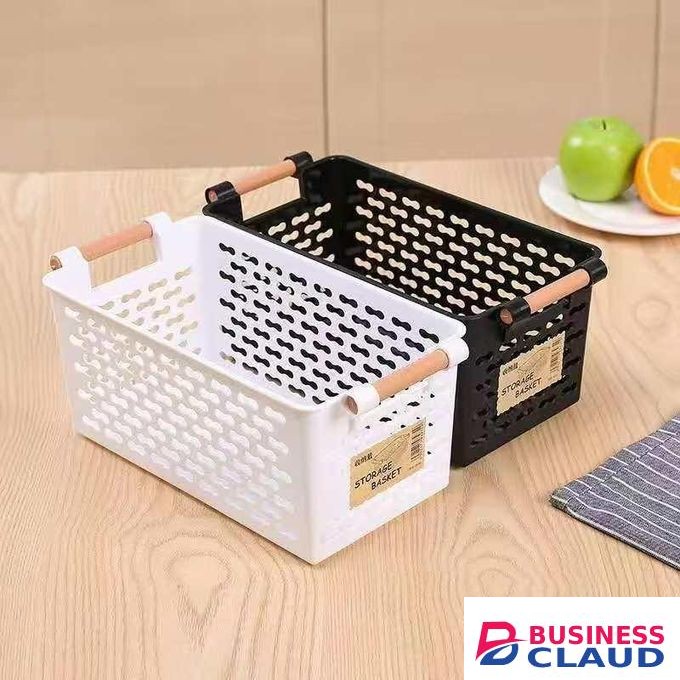Premium Small Plastic Storage Basket - Multi-Purpose Desktop Organizer Bin - Portable Hollow Mesh Storage Crate for Kitchen, Bathroom, Office, and Vanity Organization