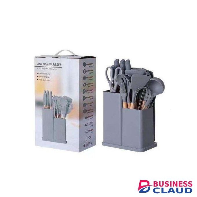 19-Piece Professional Kitchen Utensil and Knife Set with Storage Block Complete Cooking Essentials Kit